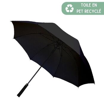Grand Parapluie de Golf Solide Noir Ecologique en PET Recyclé 1
