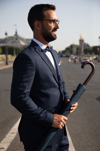 Parapluie Canne Homme Solide Bleu Ecologique en PET Recyclé 5