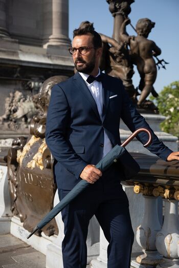 Parapluie Canne Homme Solide Bleu Ecologique en PET Recyclé 6