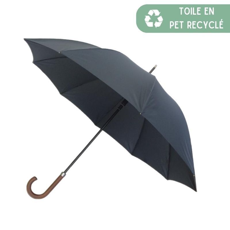 Parapluie Canne Homme Solide Bleu Ecologique en PET Recyclé