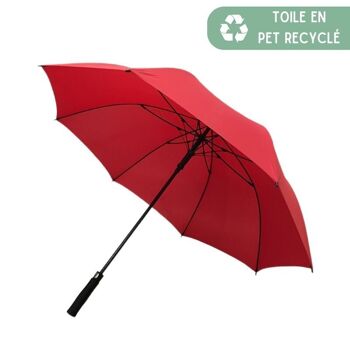 Grand Parapluie de Golf Solide Rouge Ecologique en PET Recyclé 1