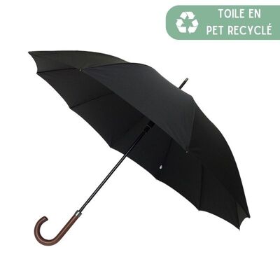 Ecological Durable Black Men's Cane Umbrella in Recycled PET