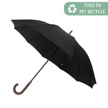 Parapluie Canne Homme Résistant Noir Ecologique en PET Recyclé 1