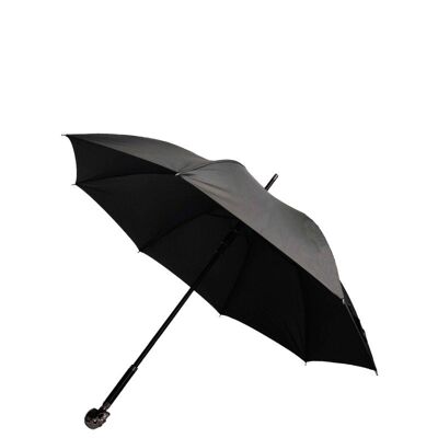 Teschio di uomo con ombrello di canna