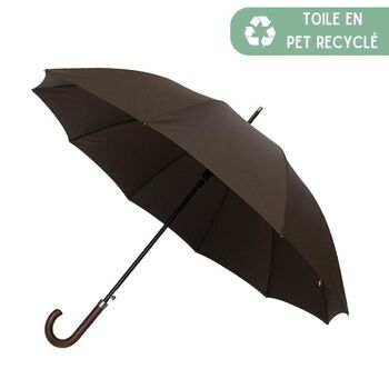 Parapluie Canne Homme Anti-Vent Marron Ecologique en PET Recyclé 2