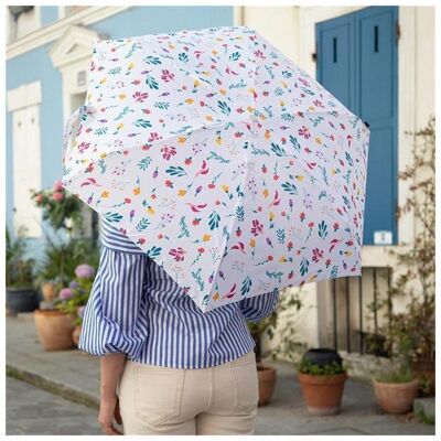 Kleiner mehrfarbiger automatischer Regenschirm mit Blumenmuster