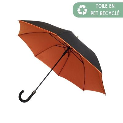 Großer ökologischer orangefarbener Regenschirm aus doppeltem Segeltuch aus recyceltem PET