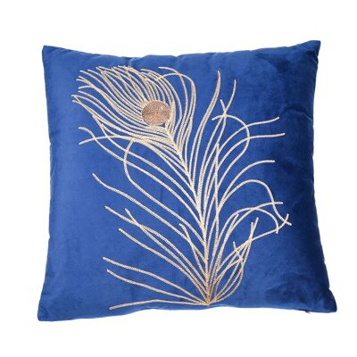 BLUE AND GOLD EMBROIDERED CUSHION