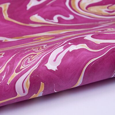 Hand Marbled Gift Wrap Sheet - Free Spirit Orchid