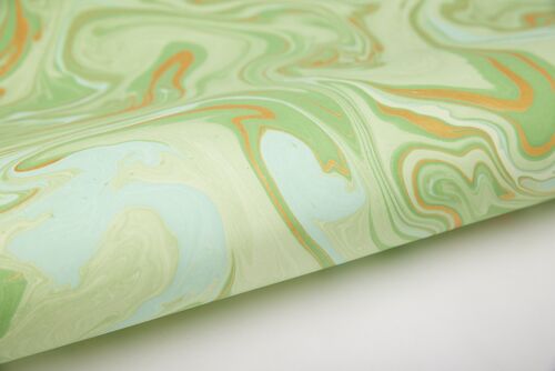 Hand Marbled Gift Wrap Sheet - Free Spirit Fresh Mint