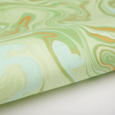 Hand Marbled Gift Wrap Sheet - Free Spirit Fresh Mint