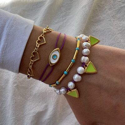 Summer Beaded Bracelet, Freshwater Pearls Bracelet, Beach Bracelet, Summer Jewelry, Adjustable Bracelet, Gift for Her, Made in Greece.