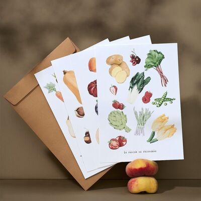 A4 posters Baskets of seasonal fruits and vegetables