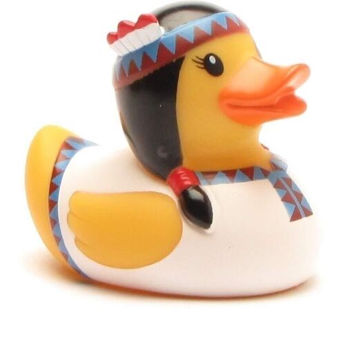 Badeente - Indianer Squaw (weiß) Gummiente