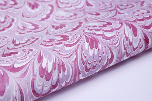 Hand Marbled Gift Wrap Sheet - Plume Orchid