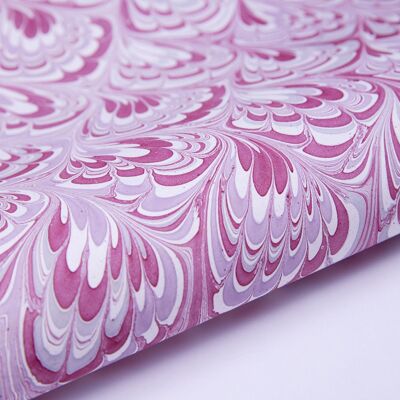 Hand Marbled Gift Wrap Sheet - Plume Orchid