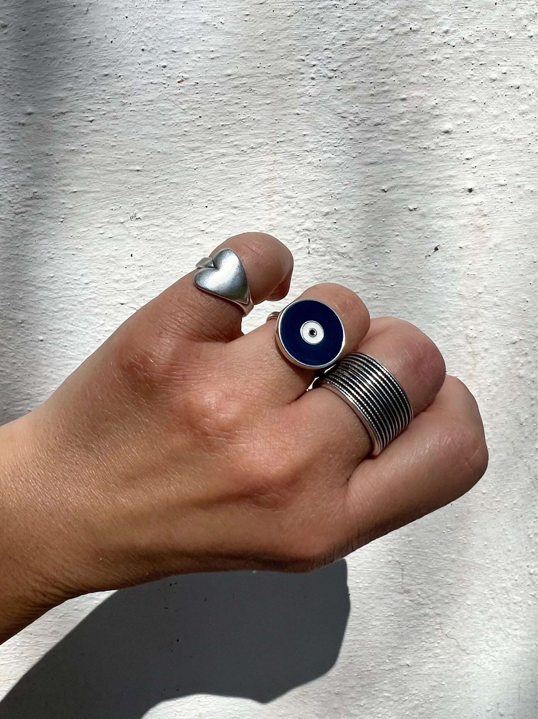 Sterling silver clearance evil eye ring