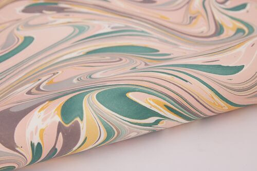 Hand Marbled Gift Wrap Sheet - Waves Rose Quartz