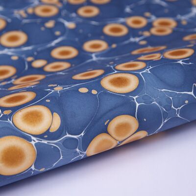 Hand Marbled Gift Wrap Sheet - Stone Midnight Blue