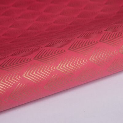 Foglio da regalo stampato a blocchi a mano - Gatsby Cerise Pink