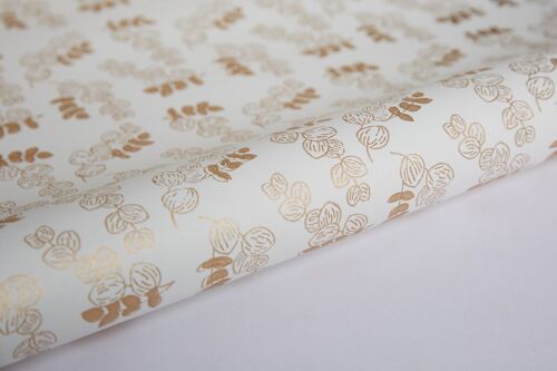 Hand Block Printed Gift Wrap Sheet - Eucalyptus Ivory