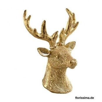 Têtes de cerfs décoratifs or 8 x 10.5 cm x 2 - Décoration d'hiver et montagne 1