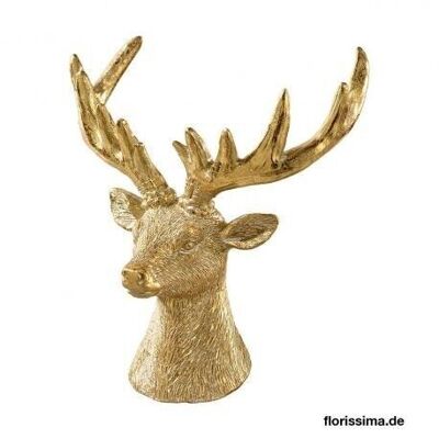 Decorative deer heads gold 14.5 x 10 cm x 2 - Winter and mountain decoration