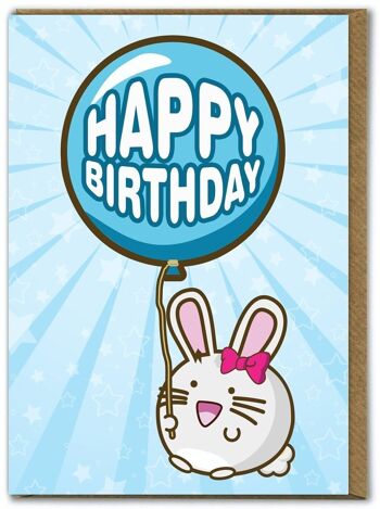 « Carte d'anniversaire drôle Kuwaii - Happy Birthday Rabbit » par Fuzzballs 1