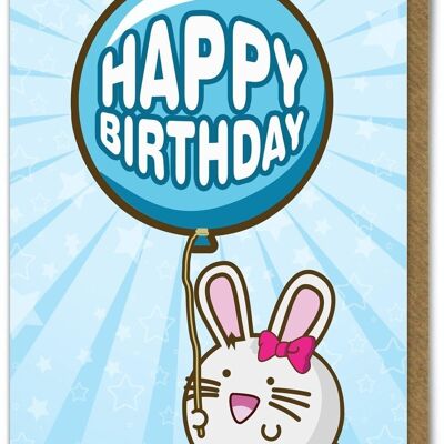 Funny Kuwaii Birthday Card - Happy Birthday Rabbit by Fuzzballs