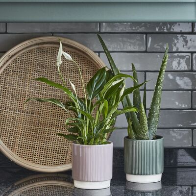 Athens Reactive Glaze Ribbed Planter