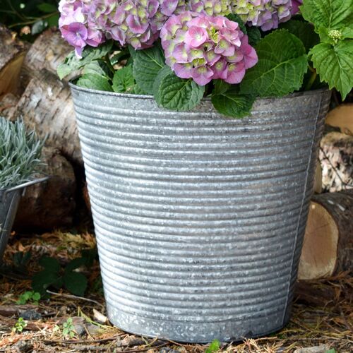 Ribbed Galvanised Planter D32cm