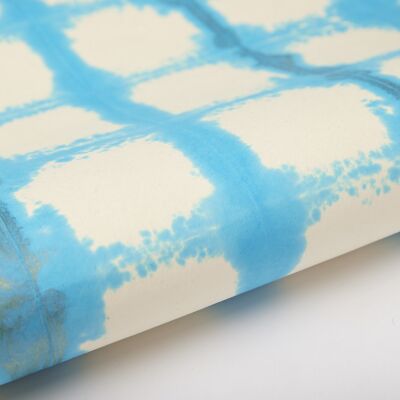 Hand Tie Dyed Gift Wrap Sheet - Checks Turquoise