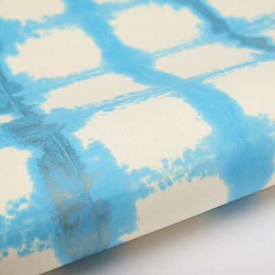 Hand Tie Dyed Gift Wrap Sheet - Checks Turquoise