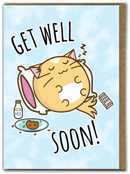 Funny Kuwaii Cute Card - Get Well Soon