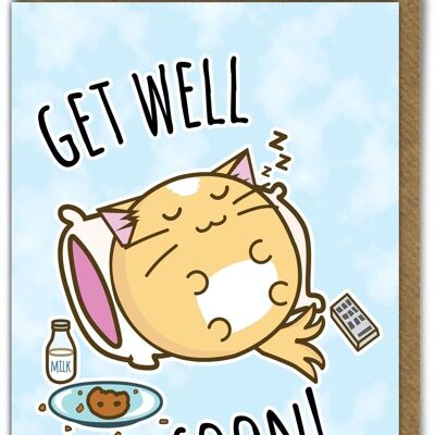 Funny Kuwaii Cute Card - Get Well Soon