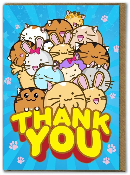 Funny Kuwaii Cute Card - Thank You