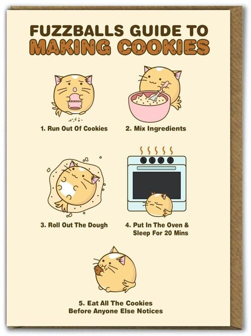 Funny Kuwaii Cute Card - Making Cookies