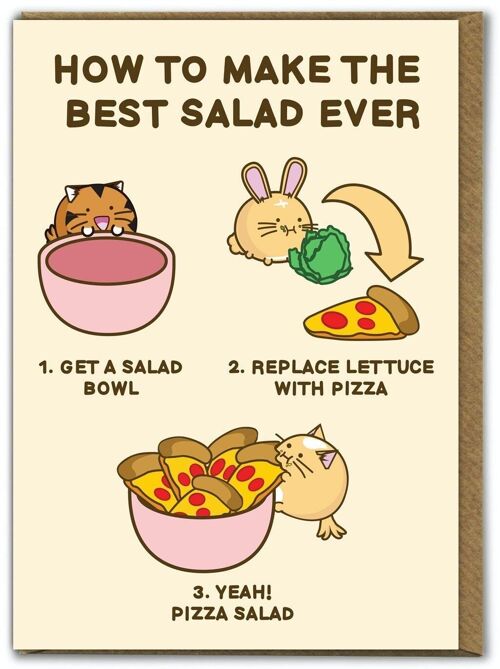 Funny Kuwaii Cute Card - Best Salad Ever