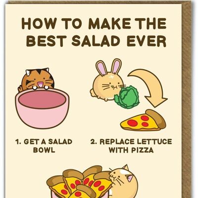 Funny Kuwaii Cute Card - Best Salad Ever