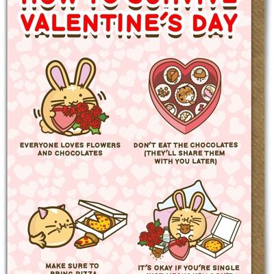 Funny Kuwaii Valentine's Card - Survive Valentine's Day