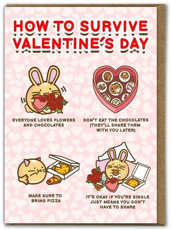 Funny Kuwaii Valentine's Card - Survivre à la Saint-Valentin 1
