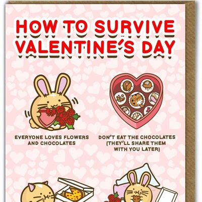 Funny Kuwaii Valentine's Card - Survive Valentine's Day