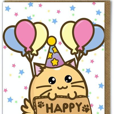 Tarjeta de cumpleaños divertida de Kuwaii - Feliz día del ronroneo