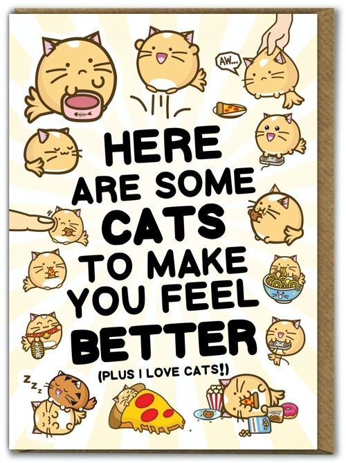 Funny Kuwaii Get Well Card - Here Are Some Cats