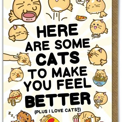 Funny Kuwaii Get Well Card - Here Are Some Cats