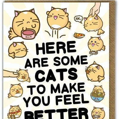 Funny Kuwaii Get Well Card - Here Are Some Cats