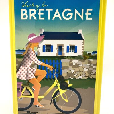 Bretagne Vélo metal box - Pure butter chocolate shortbread and fleur de sel from Guérande