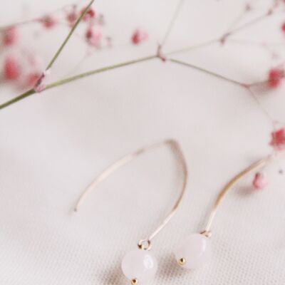 Boucles d'oreilles quartz rose "Sweet love"