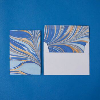 Carte de voeux marbrée à la main - GC Fountain Waves Blue Gold 4