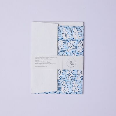 Handblock gedruckte Grußkarte - GC Elly Classic Blue